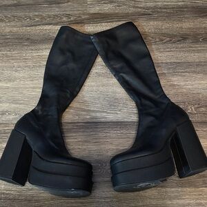 Black Platform Knee-High Boots
